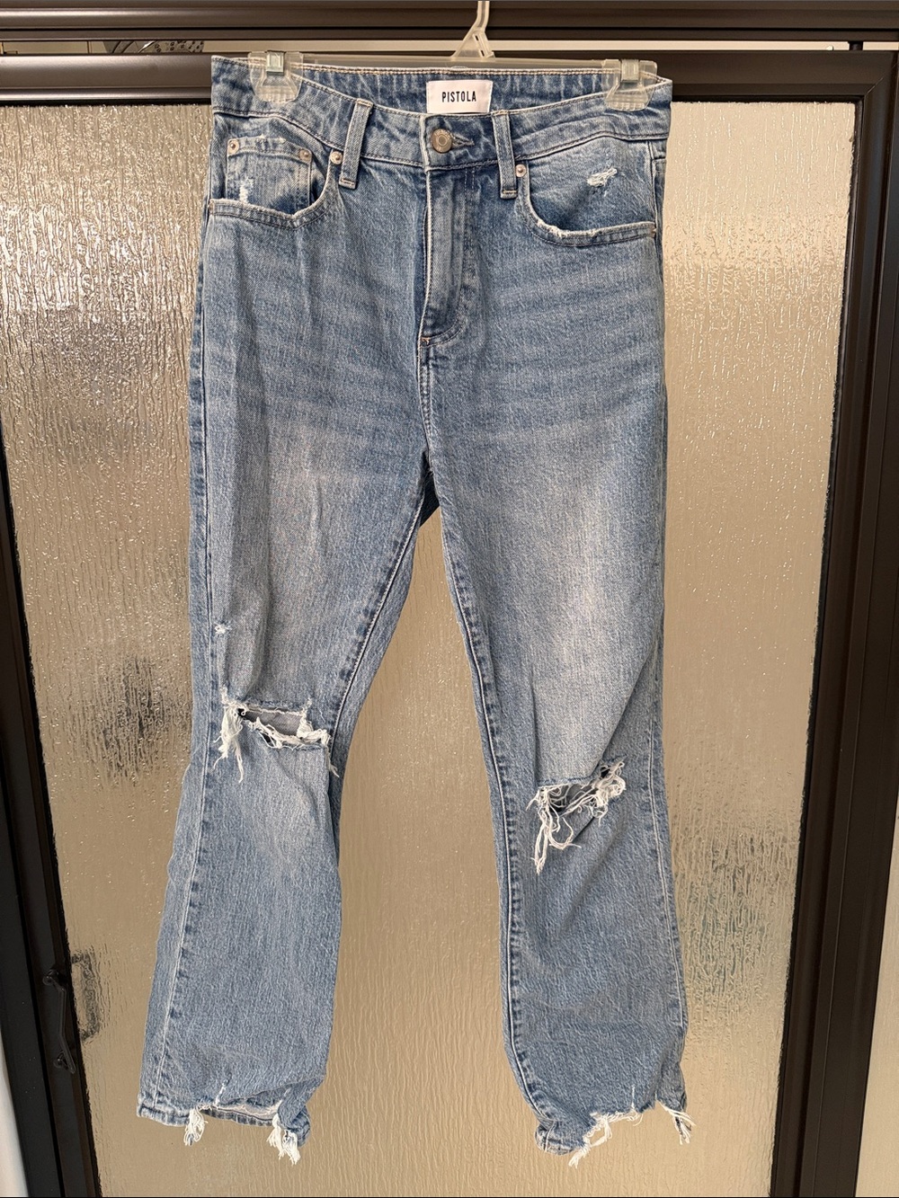 pistola light blue ripped straight-leg jeans size 25
